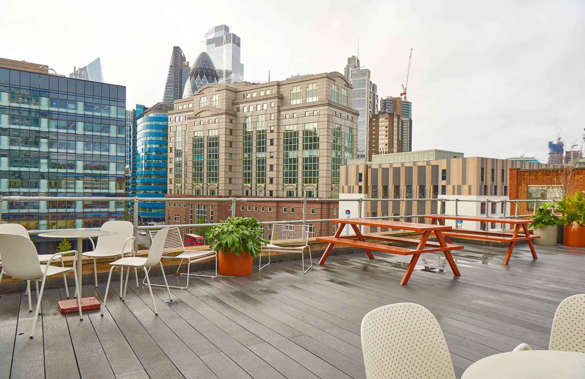 133 Whitechapel High Street's terrace with a view of London landmarks.