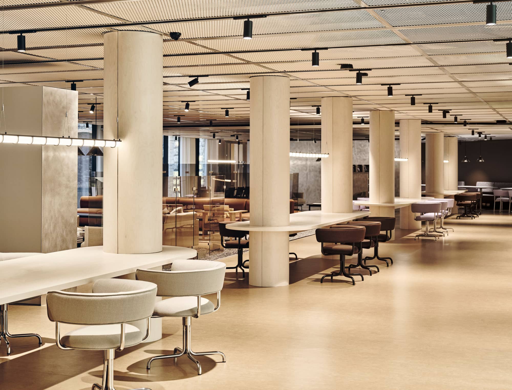 Open plan workspace with modern office cubicles at Borough Yards.