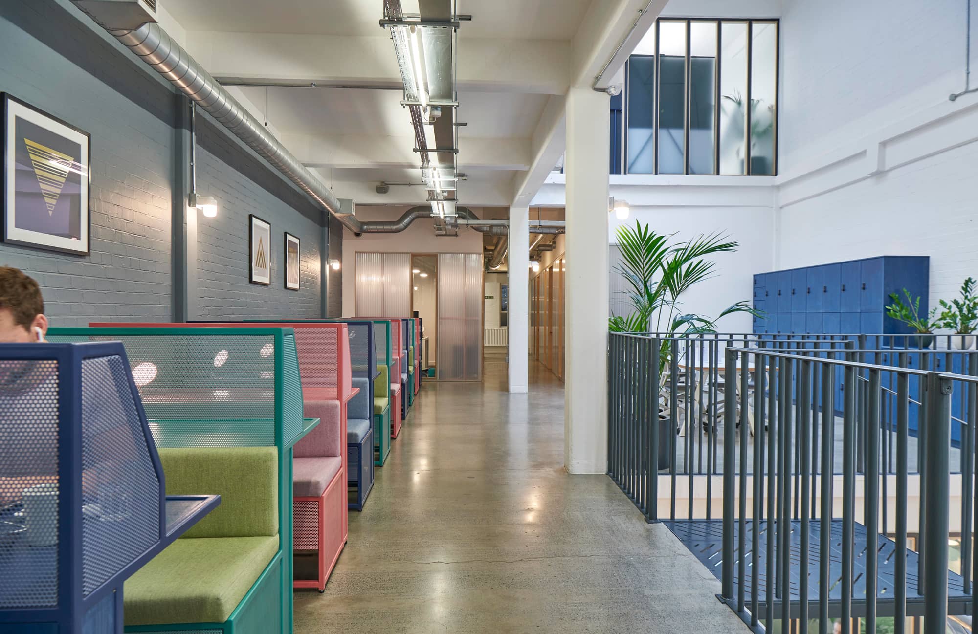 Modern booth workspaces at 133 Whitechapel High Street.