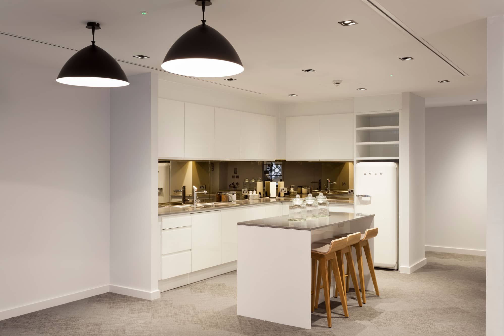 Sleek and bright kitchen at the 50 Liverpool Street workspace.